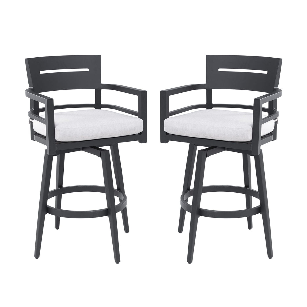 Outdoor Swivel Bar Chairs, 360 Degree Rotation, Ergonomic Backrest (Set of 2)