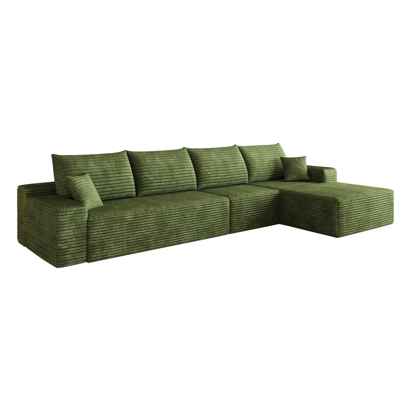 Corduroy Modular L Shaped Sofa And Chaise Sectional (762640) - Green