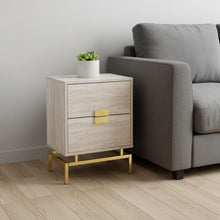 Load image into Gallery viewer, End Table With Two Drawers - Gold And Beige
