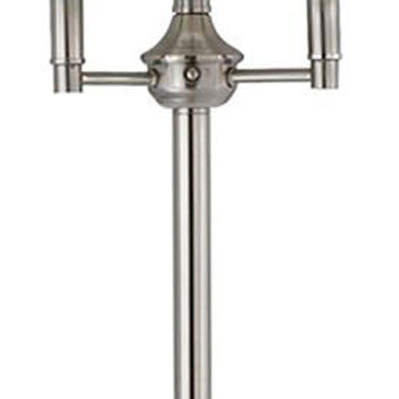 Four Light Traditional Shaped Floor Lamp With White Square Shade - Nickel