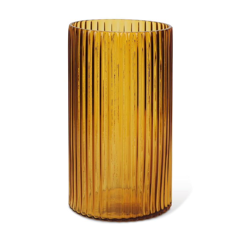 Ribbed Cylinder Table Vase - Amber