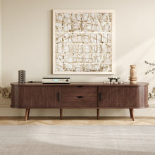 Load image into Gallery viewer, TV Stand For 70" TV, Console With Tambour Doors, Drawers And Built In Power Outlet - Dark Brown
