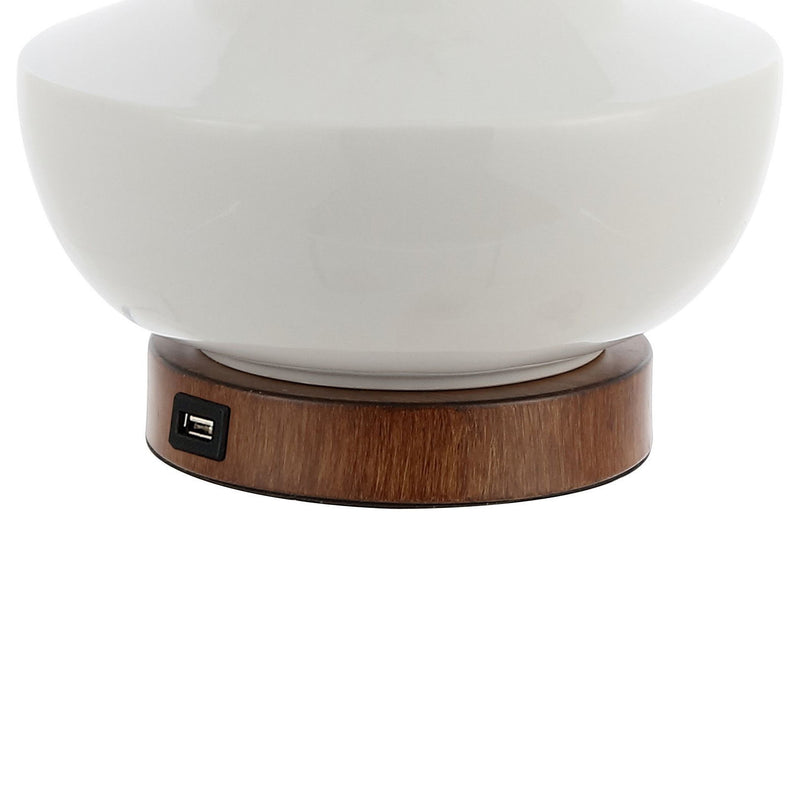Globe Bedside Lamp With Empire Shade - White