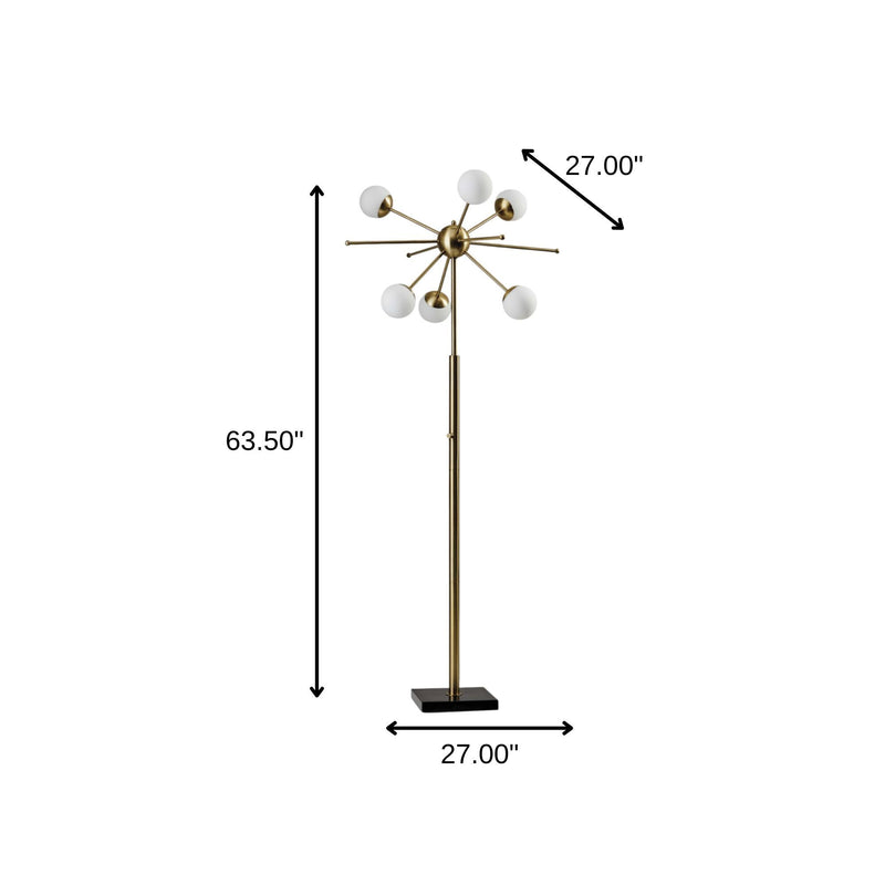 Six Light Novelty Floor Lamp - Brass
