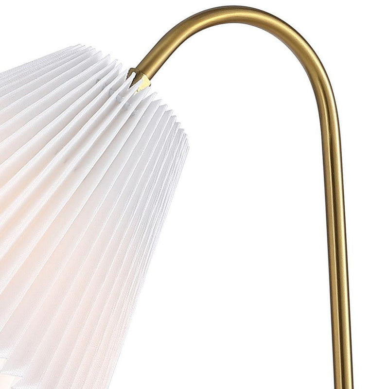 Ribbed Swing Arm Geometric Arched Lamp With Empire Shade - Brass