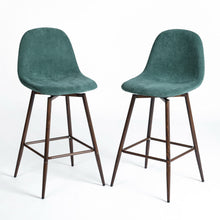 Load image into Gallery viewer, Velvet And Steel Counter Height Bar Chairs (Set of 2) - Green And Brown
