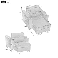 Load image into Gallery viewer, Convertible Chaise Lounge Sofa Chair With USB Ports, Cup Holders, Phone Holder And Storage
