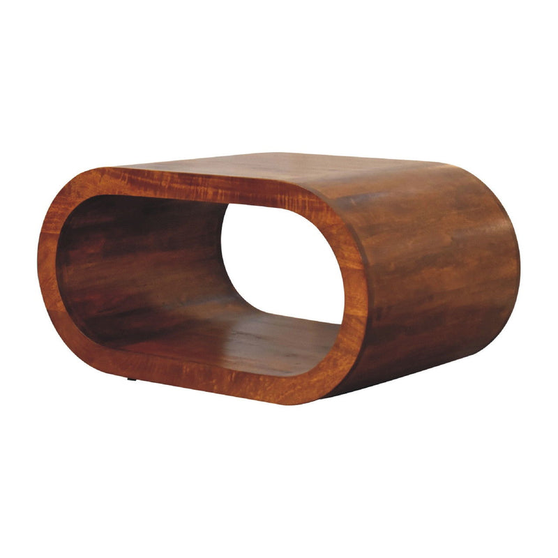 Solid Wood Floor Shelf Coffee Table With Shelf - Chestnut