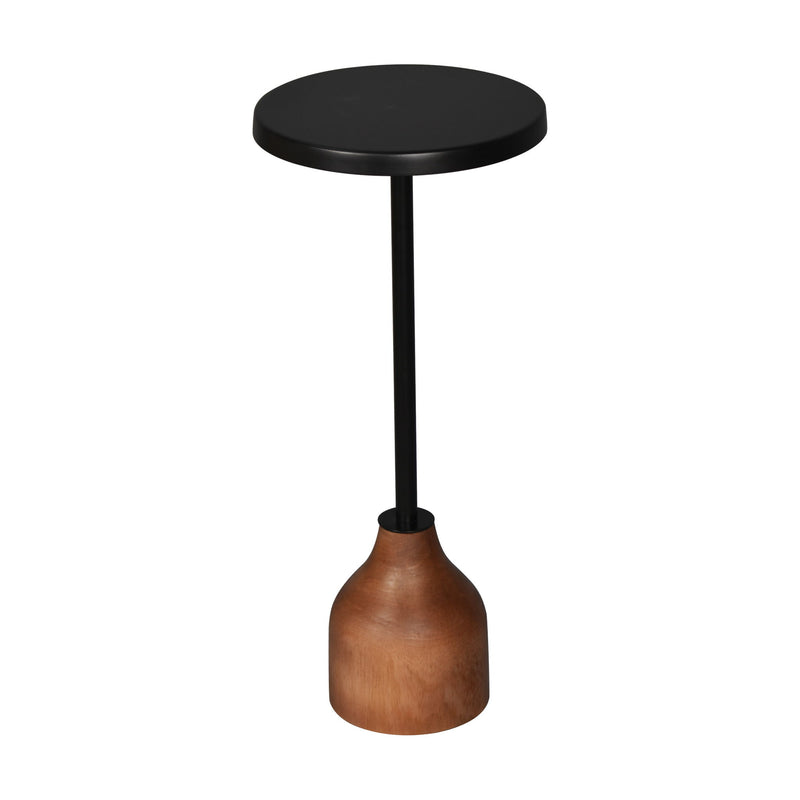 Distressed Iron Solid Wood Round Pedestal End Table (716350) - Black / Brown