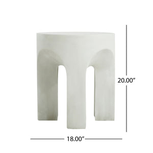 Outdoor Round Top Side Table / End Table, Living Room Accent Table - Antique White