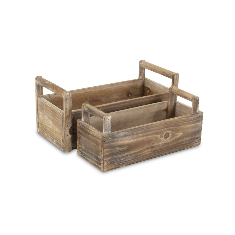 Rectangular Planter Boxes (Set of 2) - Brown