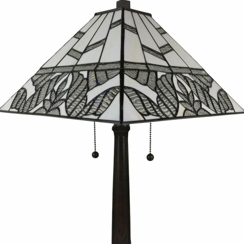 22" Metal Two-Light Candlestick Table Lamp With White Shade - Dark Brown