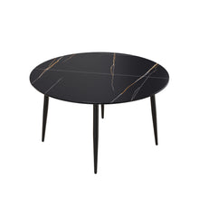 Load image into Gallery viewer, Modern Artificial Stone Round Dining Table With Metal Legs, Can Accommodate 6 People - Black

