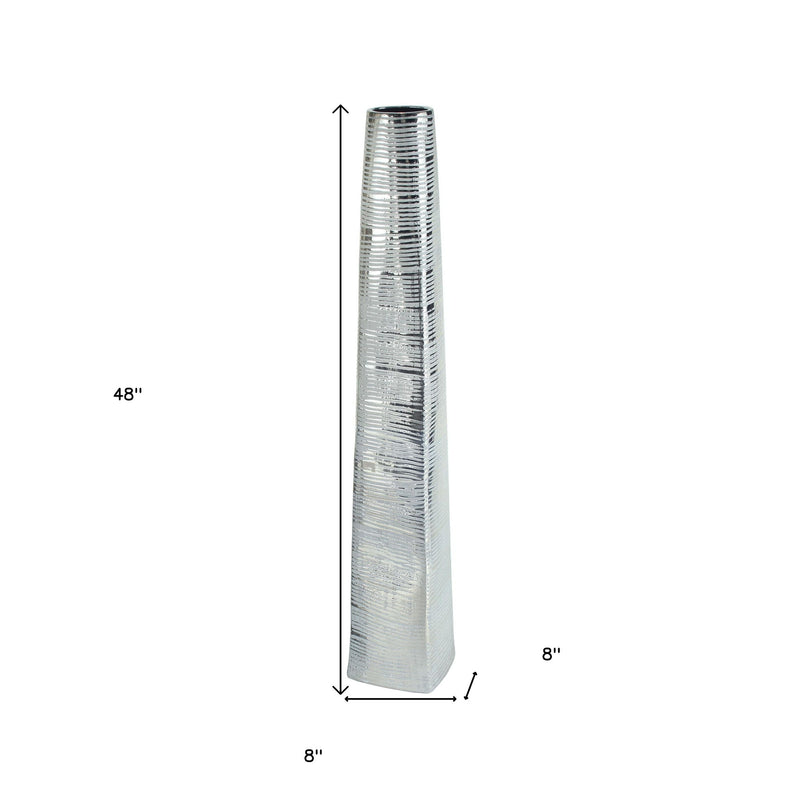 Striped Tapered Floor Vase (576736) - Silver