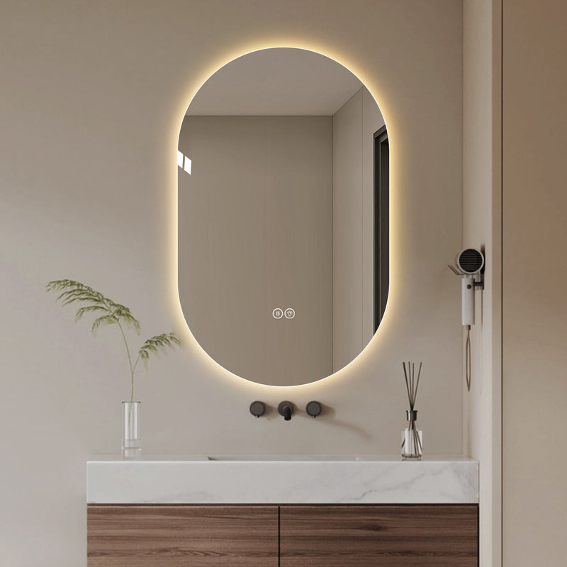 30" Arch Lighted Frameless Bathroom Vanity Mirror - Silver