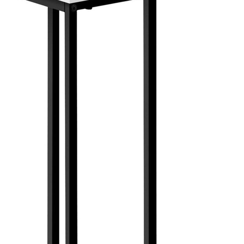 Laminate And Iron End Table With Drawer - White And Black