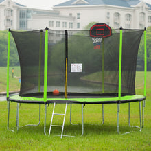 Load image into Gallery viewer, 14Ft Trampoline With Basketball Hoop Inflator And Ladder (Inner Safety Enclosure) - Green
