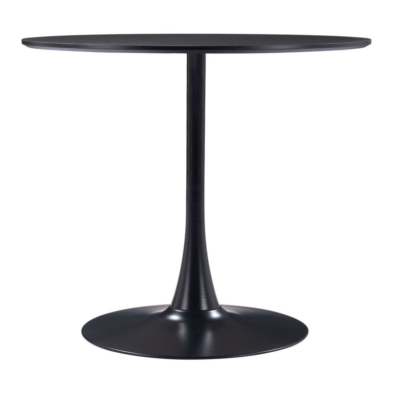 36" Wood And Steel Pedestal Base Round Top Dining Table - Black