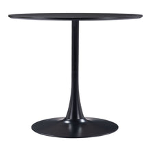 Load image into Gallery viewer, 36" Wood And Steel Pedestal Base Round Top Dining Table - Black
