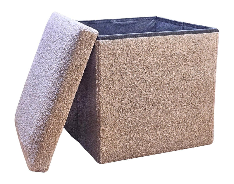 15" Boucle Cube Storage Ottoman - Taupe