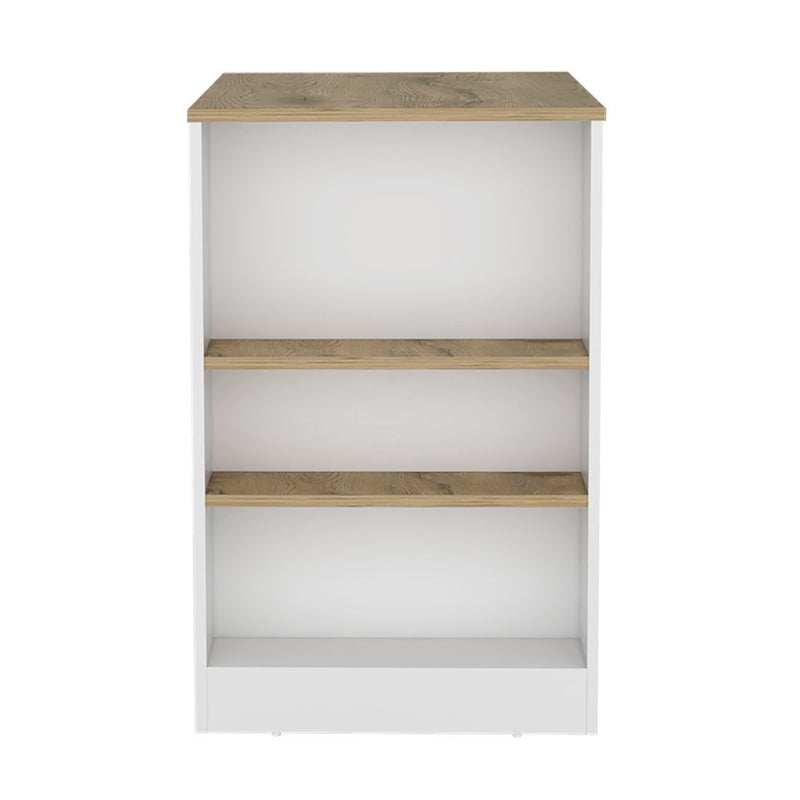 36" Wood Kitchen Island With Storage - Beige / White