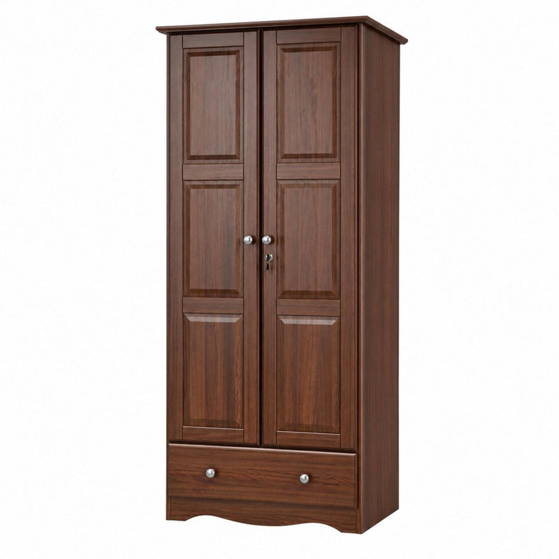 Solid Wood Two Door Single Drawer Combo Dresser (762942) - Coffee