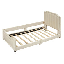 Load image into Gallery viewer, Upholstered Daybed With Classic Stripe Shaped Headboard
