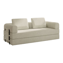 Load image into Gallery viewer, Convertible Sleeper Sofa Bed With Cylindrical Pillow, Fixed Shape Frame
