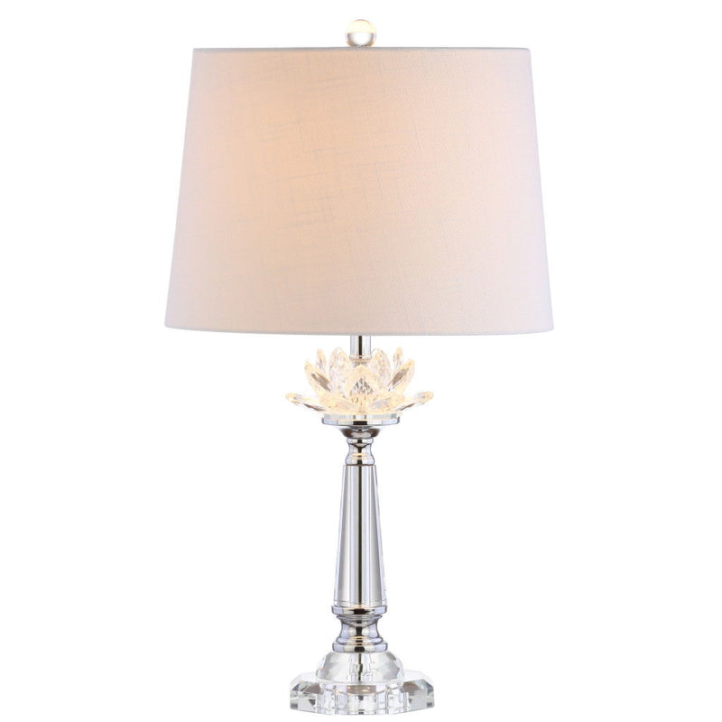 25" Novelty Table Lamp LED With Drum Shade - Clear / Pearl Silver