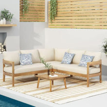 Load image into Gallery viewer, Brooklyn - Sofa Set Rounded Tuxedo Design - Teak / Beige
