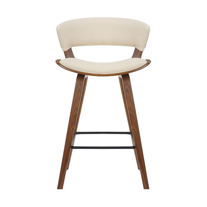 27" Iron Low Back Counter Height Bar Chair - Cream And Brown