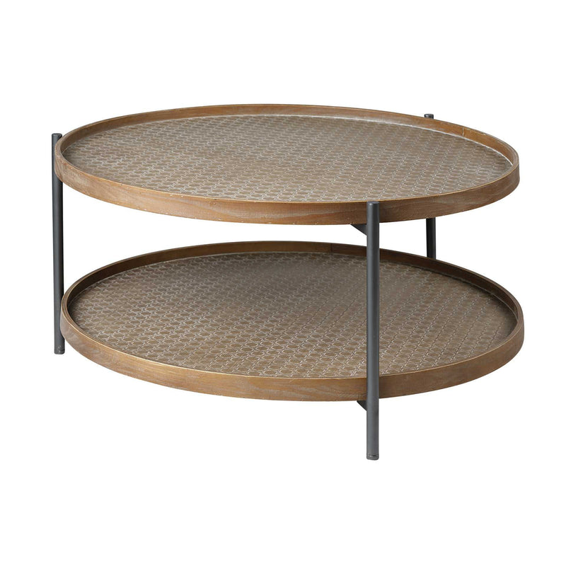 Wood And Metal Two Tier Coffee Table - Brown And Black