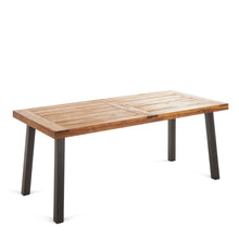 Load image into Gallery viewer, Della - Modern Industrial Dining Table With Acacia Wood Top - Teak
