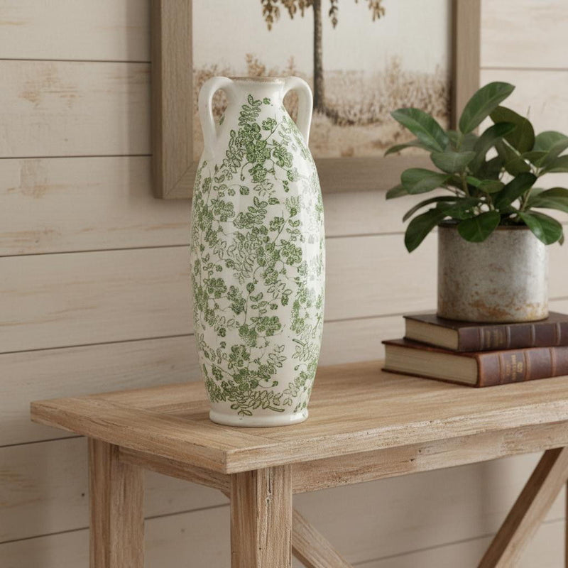 Leaf Amphora Table Vase (576732) - Green / White