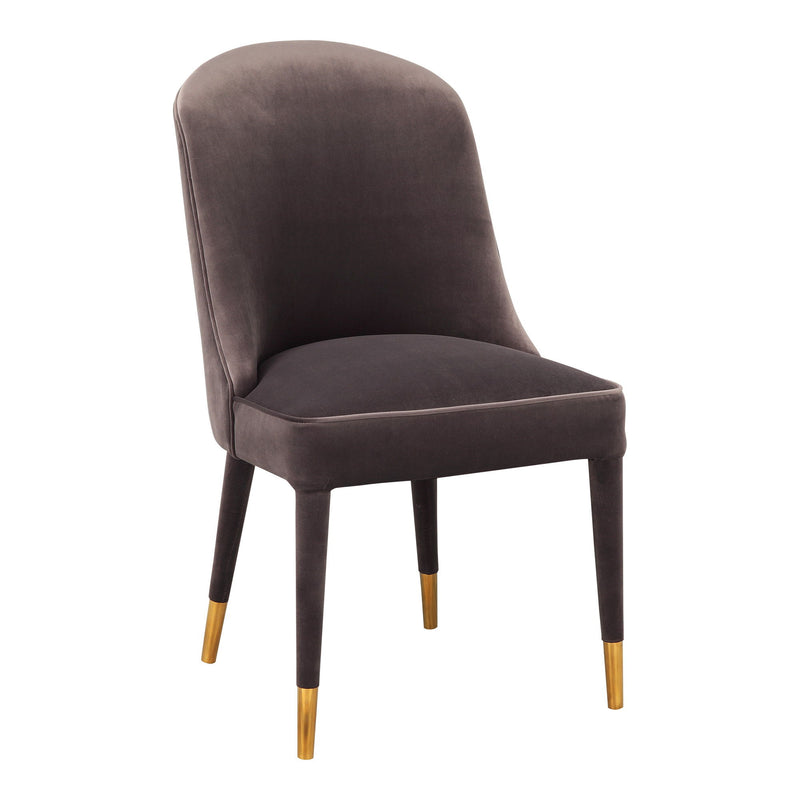 Upholstered Velvet Dining Side Chairs (Set of 2) - Gray / Black / Gold