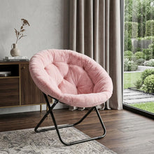 Load image into Gallery viewer, Tufted Faux Fur Folding Lounge Chair - Pink / Black
