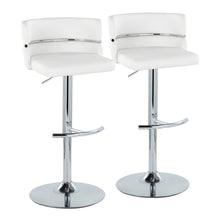 Load image into Gallery viewer, Cinch - Contemporary Adjustable Barstool With Swivel With Rounded T Footrest (Set of 2) - Chrome / White
