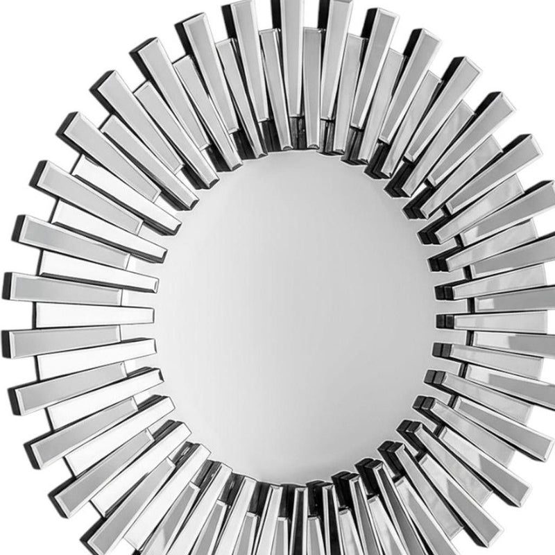 18" Glass Sunburst Framed Accent Mirror - Silver