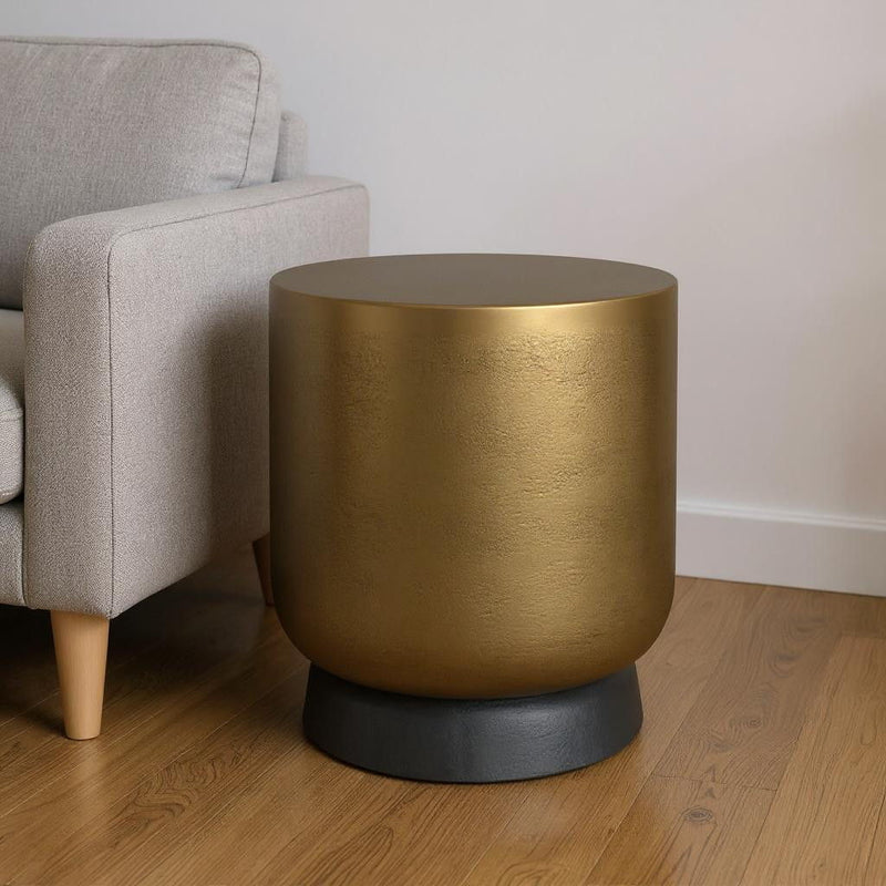 Round End Table - Antiqued Brass
