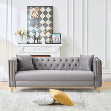 Load image into Gallery viewer, 3 Seater Deep Seat Sofa, Sofa With Button Nailhead, Square Arm Couches, Furniture For Living Room - Gray
