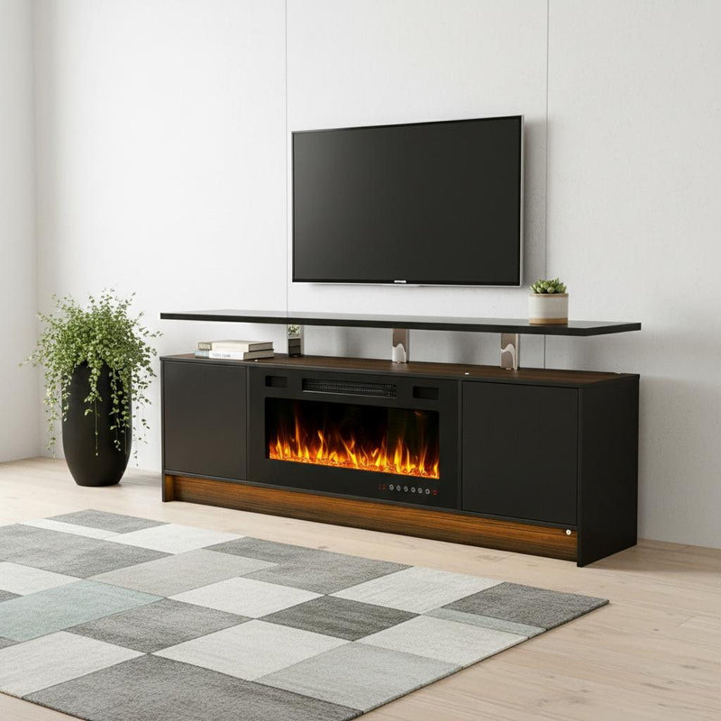 Wood Fireplace Entertainment Center With Fireplace (723794) - Black