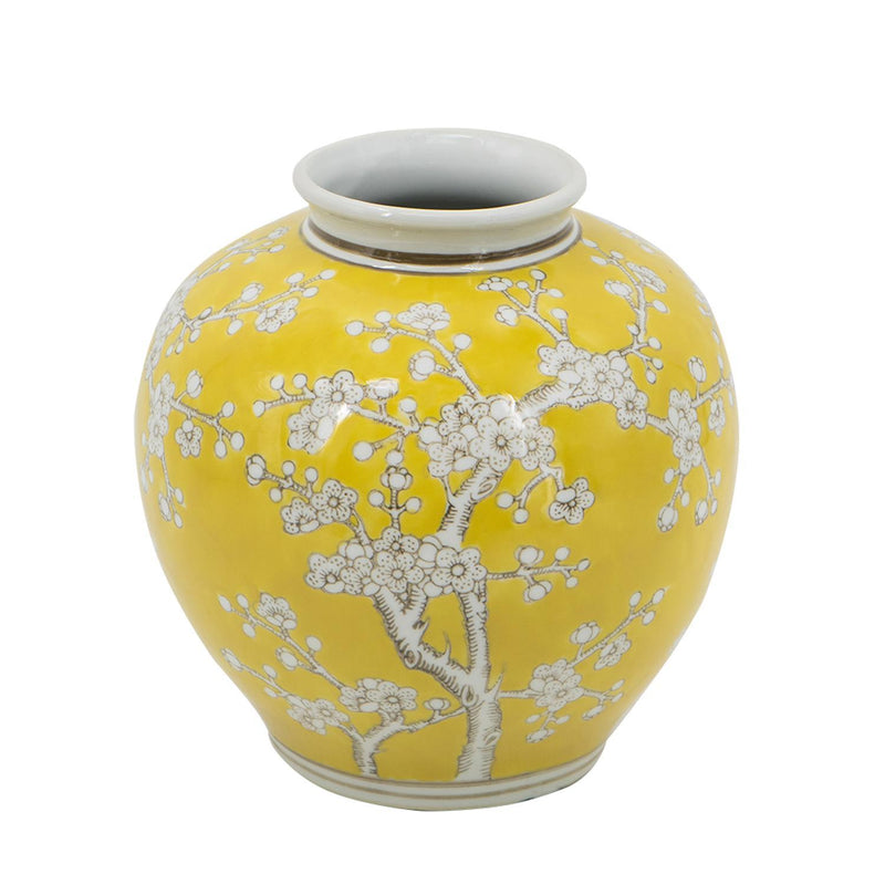 Chinoiserie Floral Porcelain Table Vase (574266) - Yellow / White
