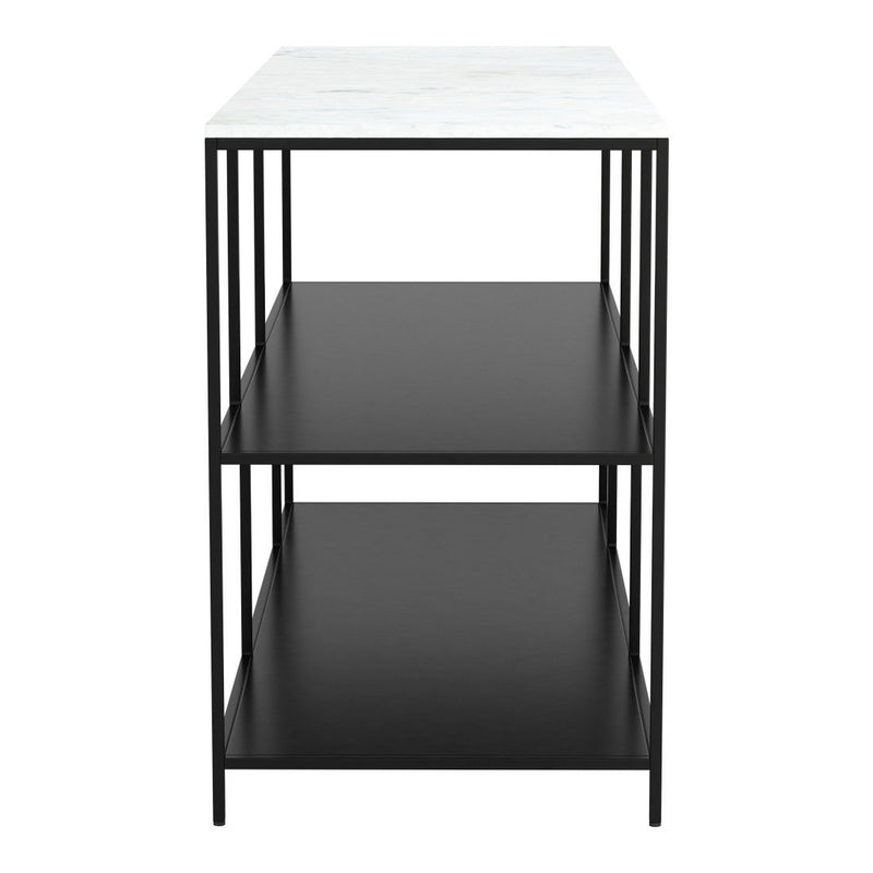 Genuine Marble Console Table With Two Shelves - White / Black