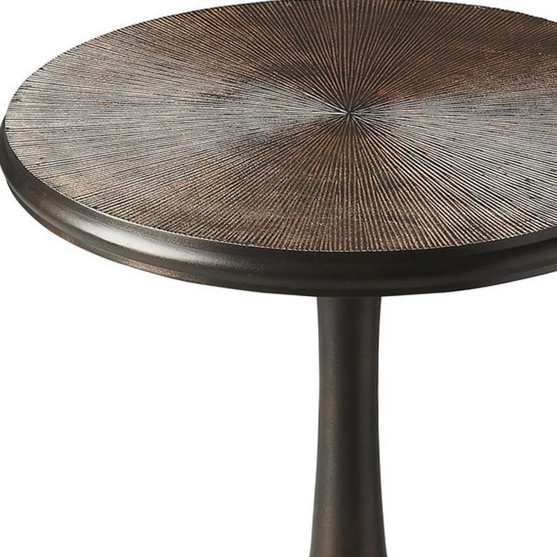 22" Metal Round Pedestal End Table - Bronze