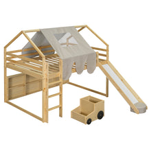 Load image into Gallery viewer, Loft Bed With House Shaped Frame And Tent
