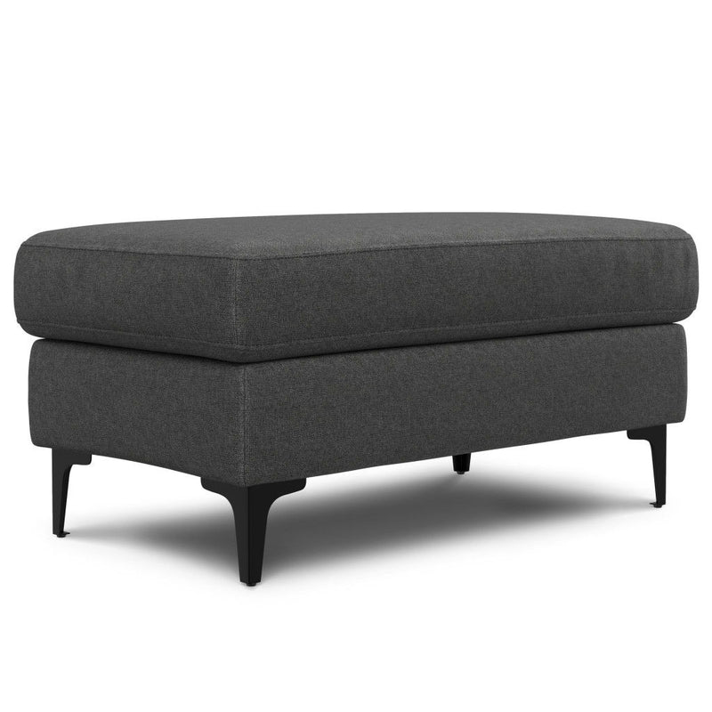 36" Fabric Ottoman - Gray / Black
