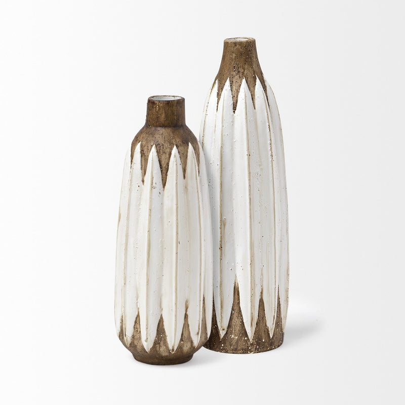 Abstract Cylinder Table Vase (397516) - Brown / White