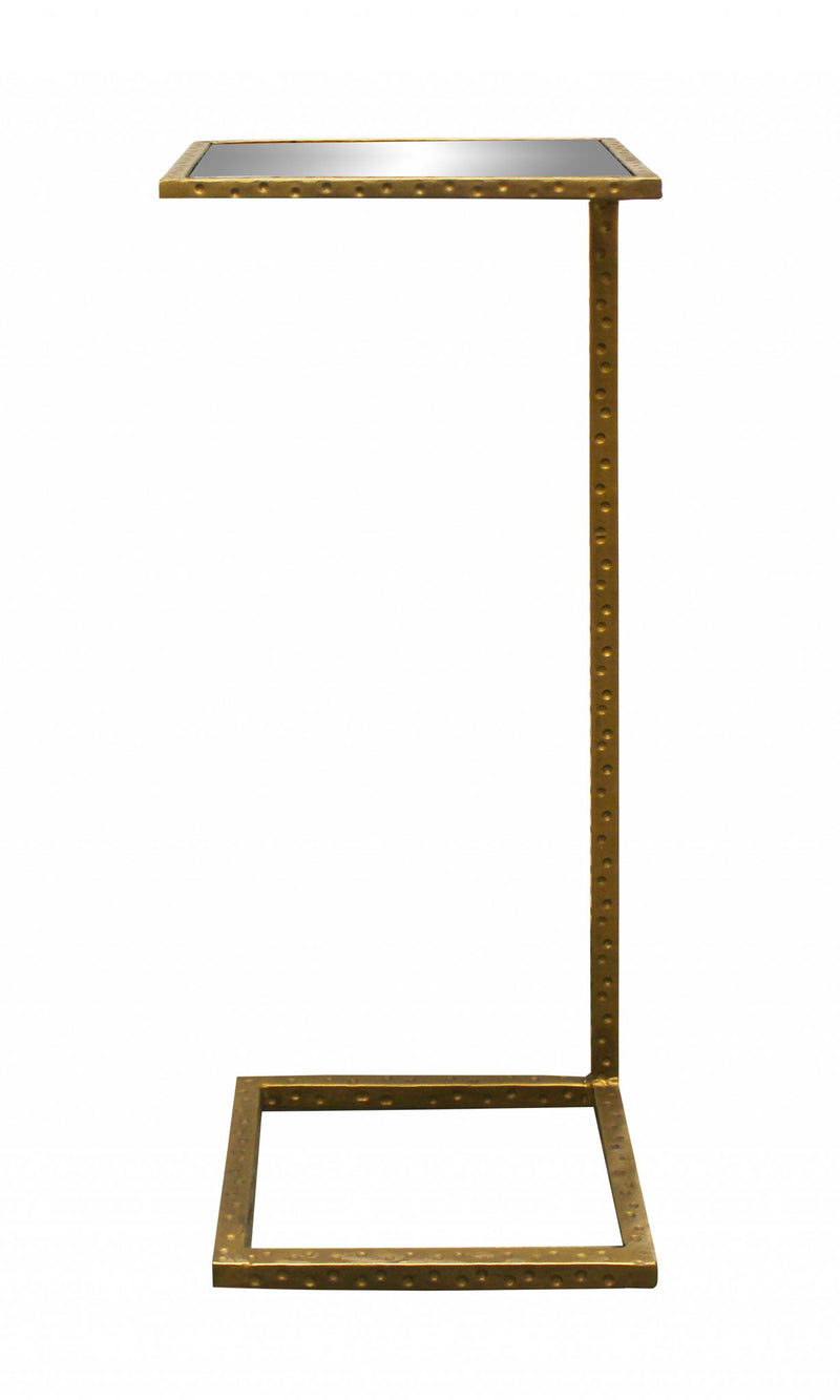 Mirrored Square Mirrored End Table - Brass And Silver