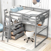 Load image into Gallery viewer, Modern Loft Bed With Built In Desk, Shelves, And 2 Drawers
