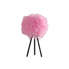 Load image into Gallery viewer, Tripod Table Lamp With Pink Faux Feather Shade - Black
